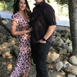 Betsey Johnson red floral wrap dress